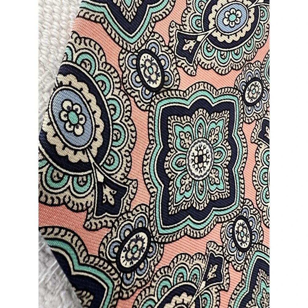 VTG POLO RALPH LAUREN 100% Silk Mens Neck Tie Pink Blue MADE IN USA 58